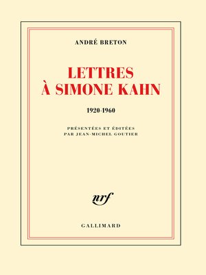 cover image of Lettres à Simone Kahn (1920-1960)